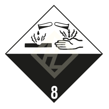 Gefahrgutaufkleber Klasse 8, 250x250 mm, PVC-Folie
